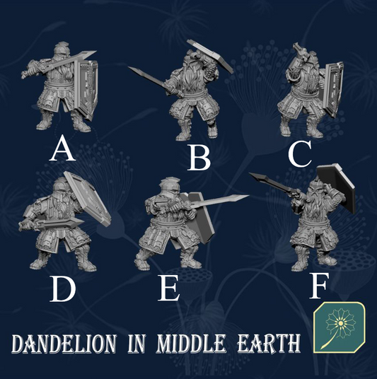 Dwarf warriors with sword and shield