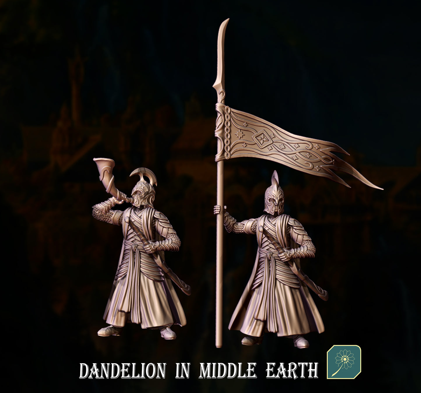 Krieger mit Banner oder Horn